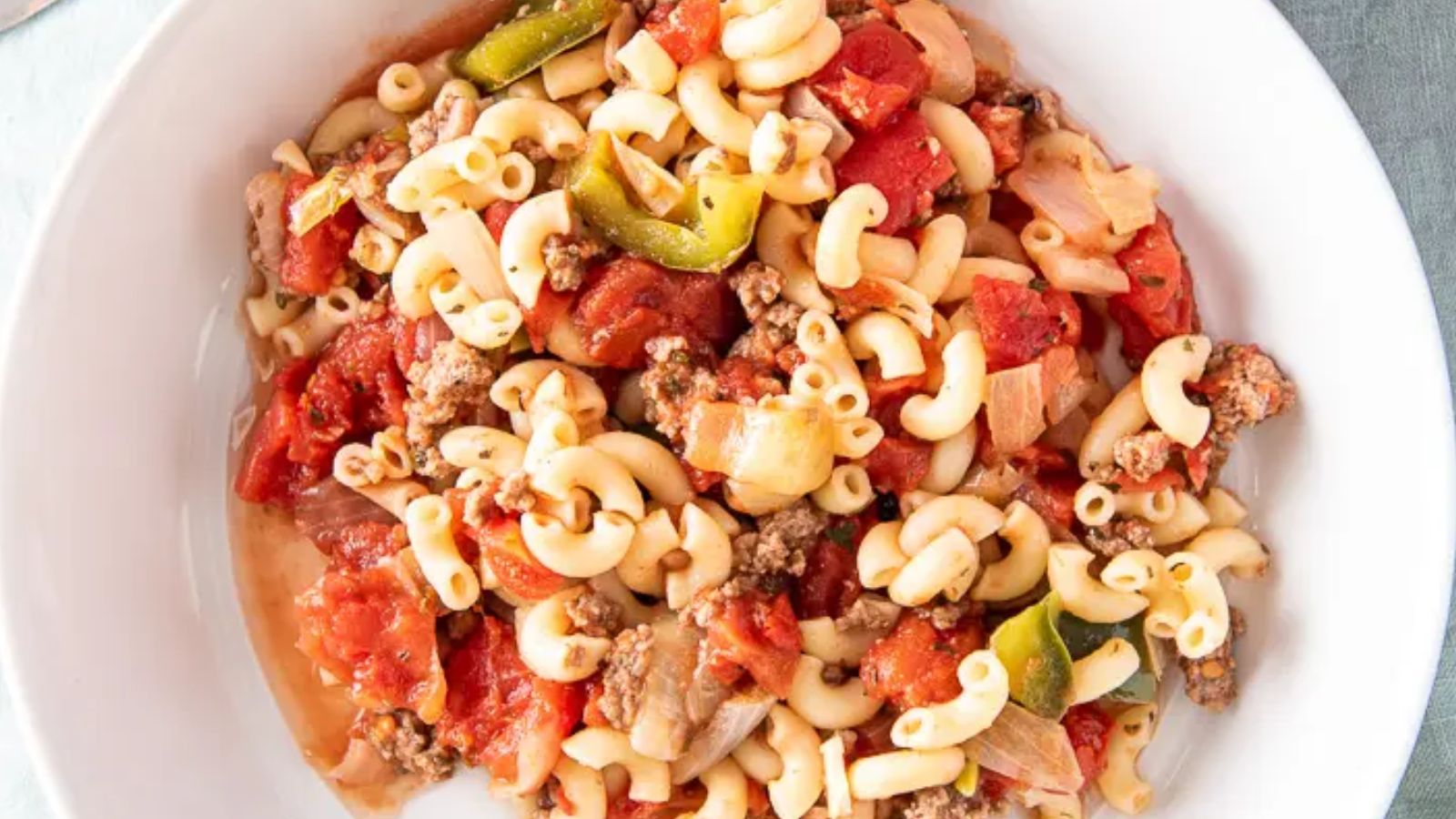 American chop suey on a plate.