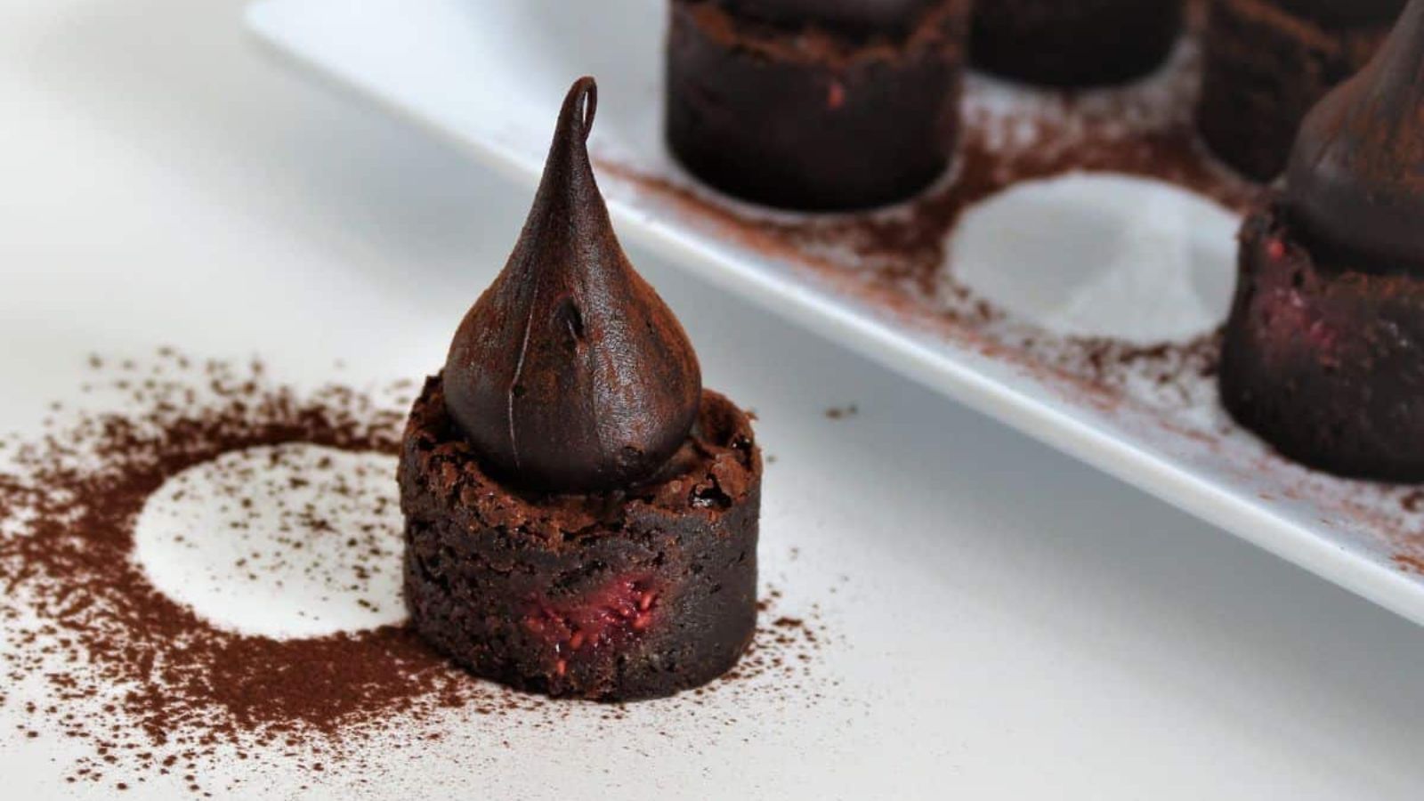 Close up shot of brownie bites.
