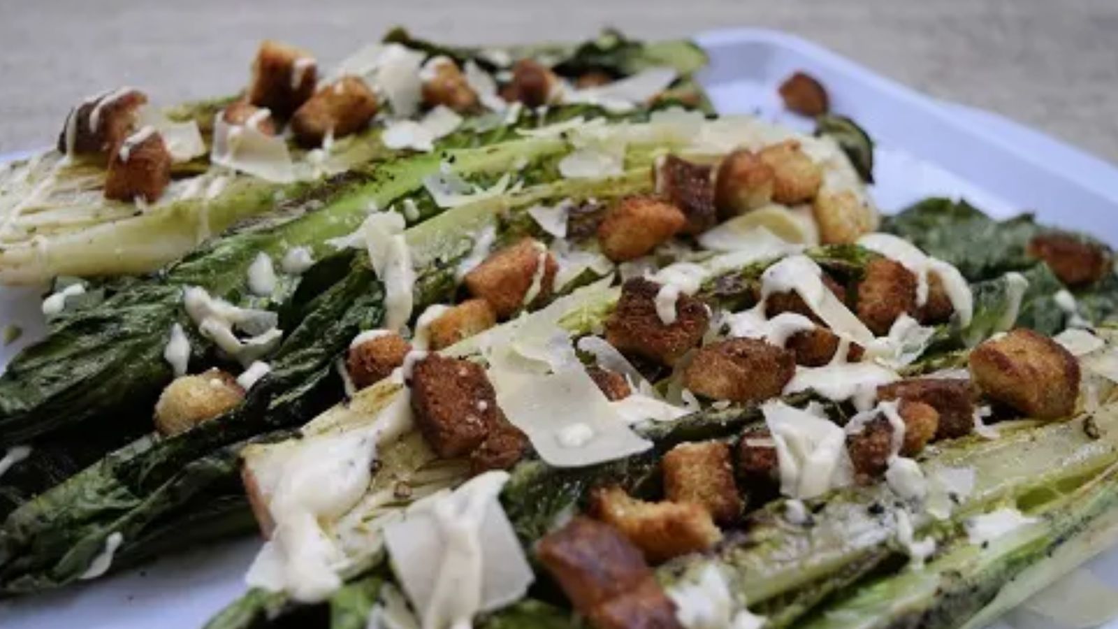 Grilled caesar salad with croutons.
