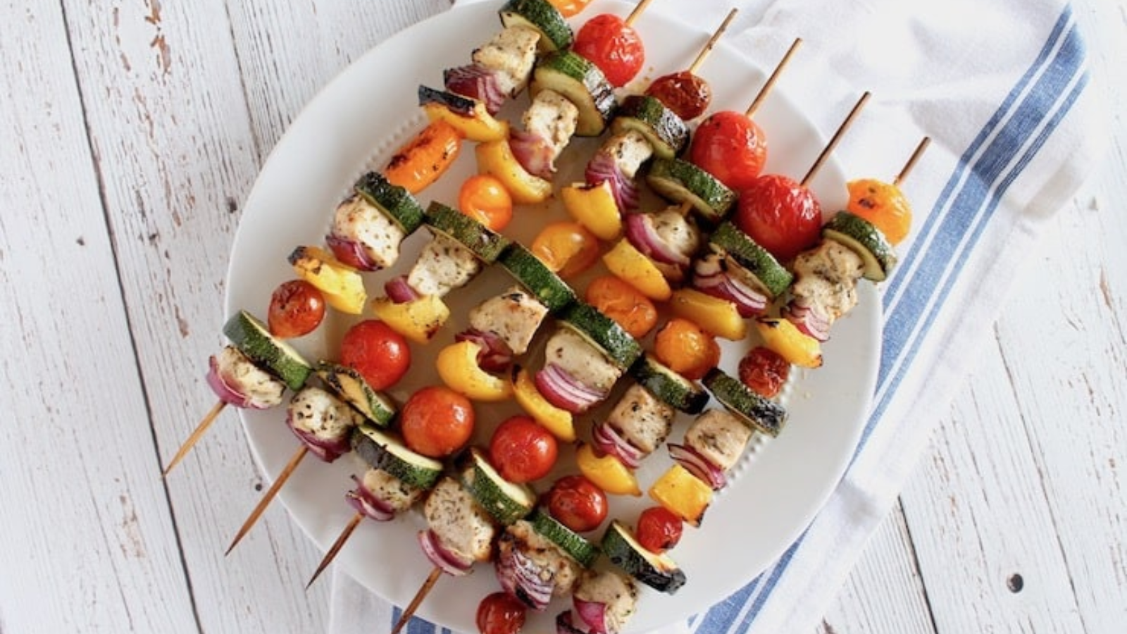 Kabobs on a plate.