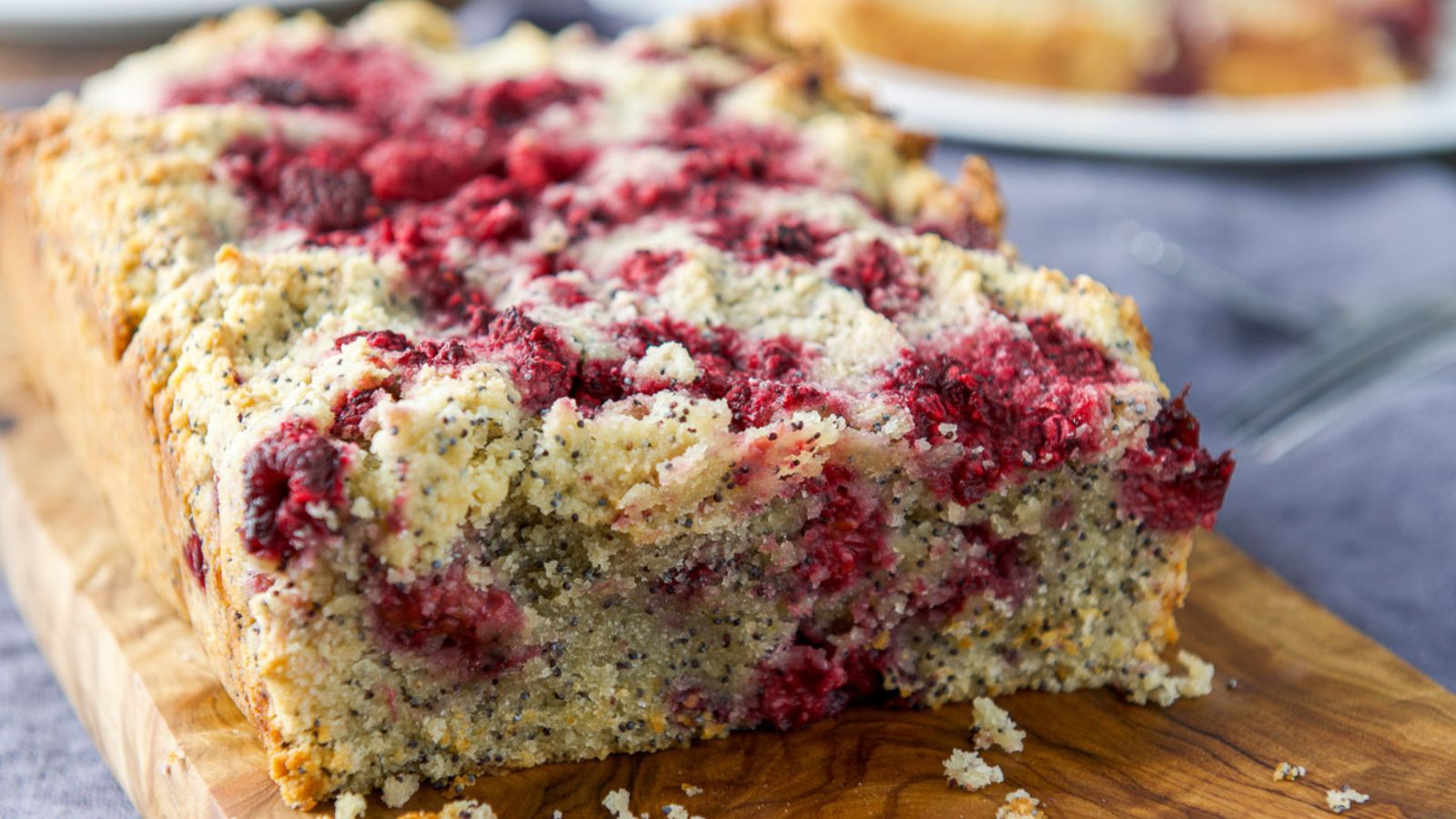 Close up shot of lemon raspberry bread.