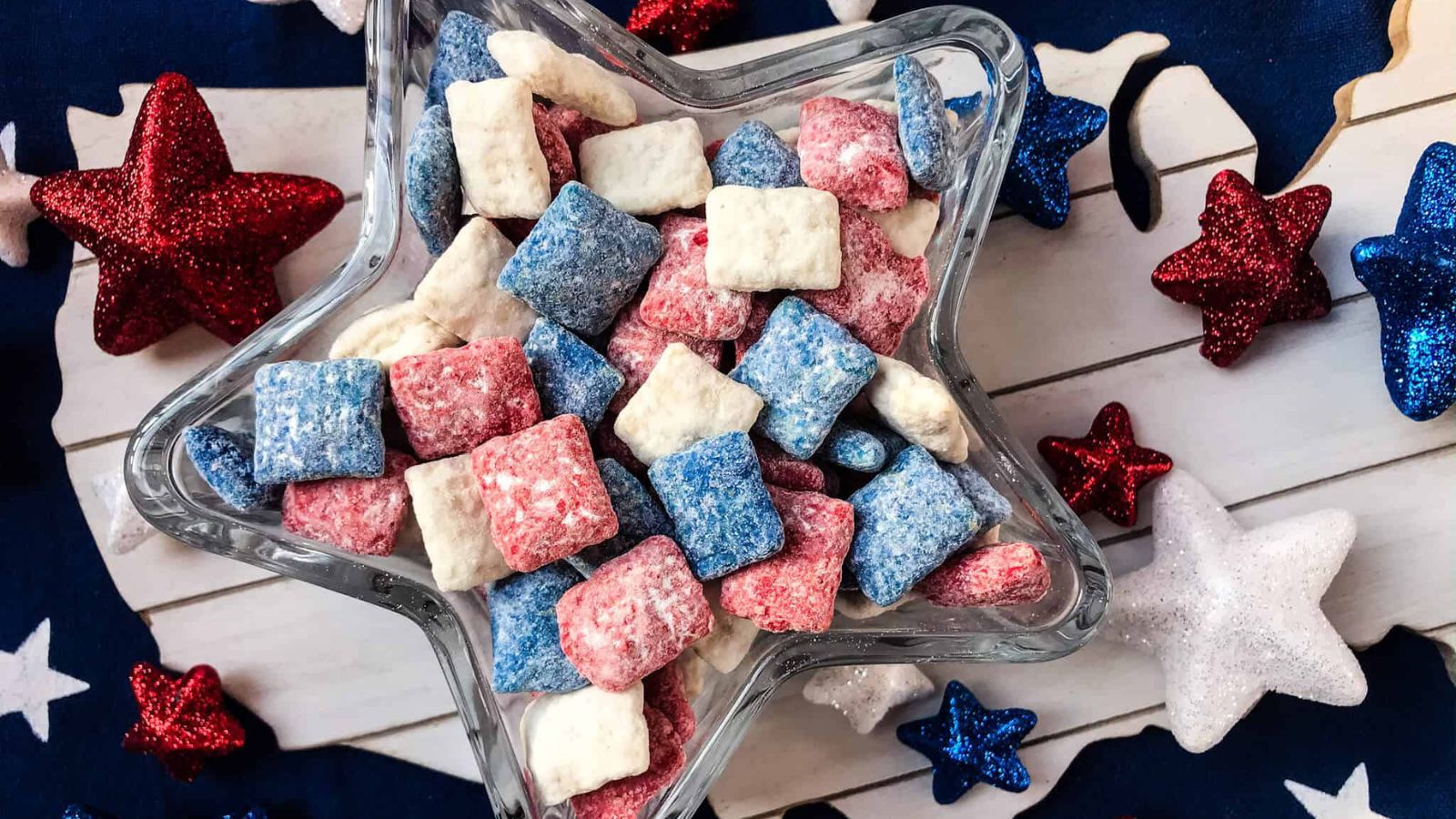 Red and blue poppy chow.