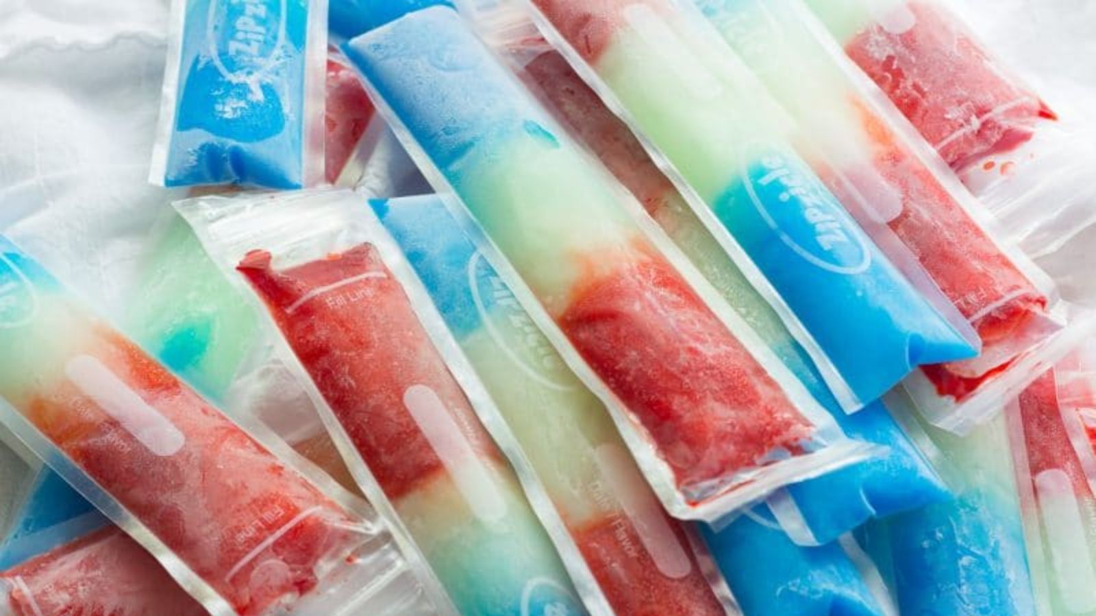 Red and blue freezer pops.