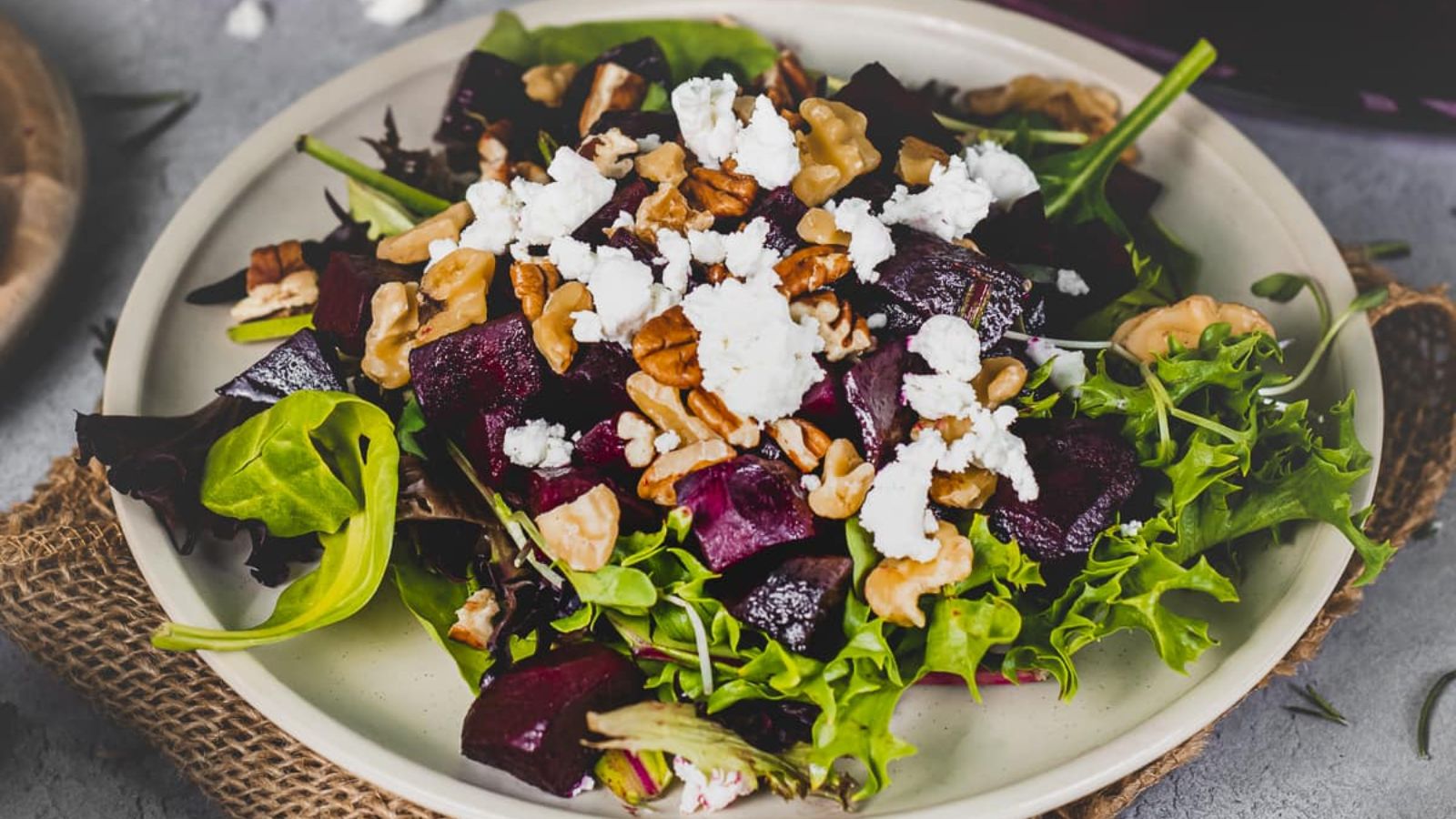 Rosemary and cinnamon balsamic beets on a plate.