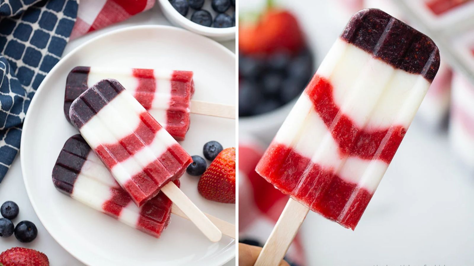 Red white and blue popsicles.
