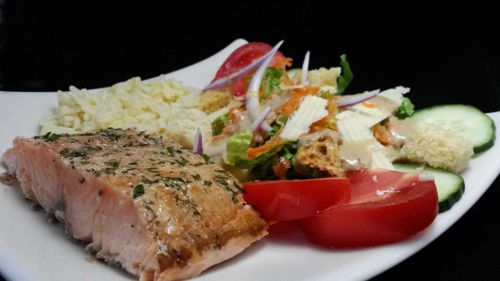 Cedar Salmon on a plate.