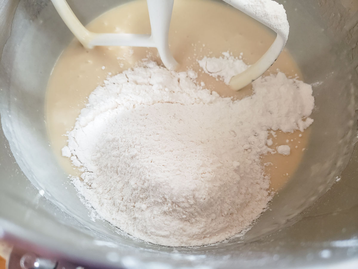 Flour added to the dough.