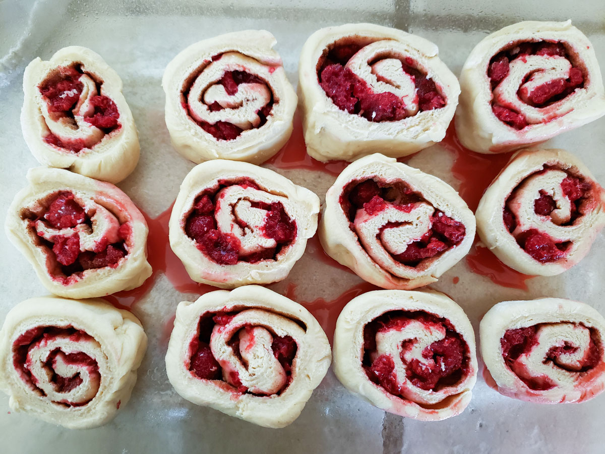 Cut rolls on a sheet.