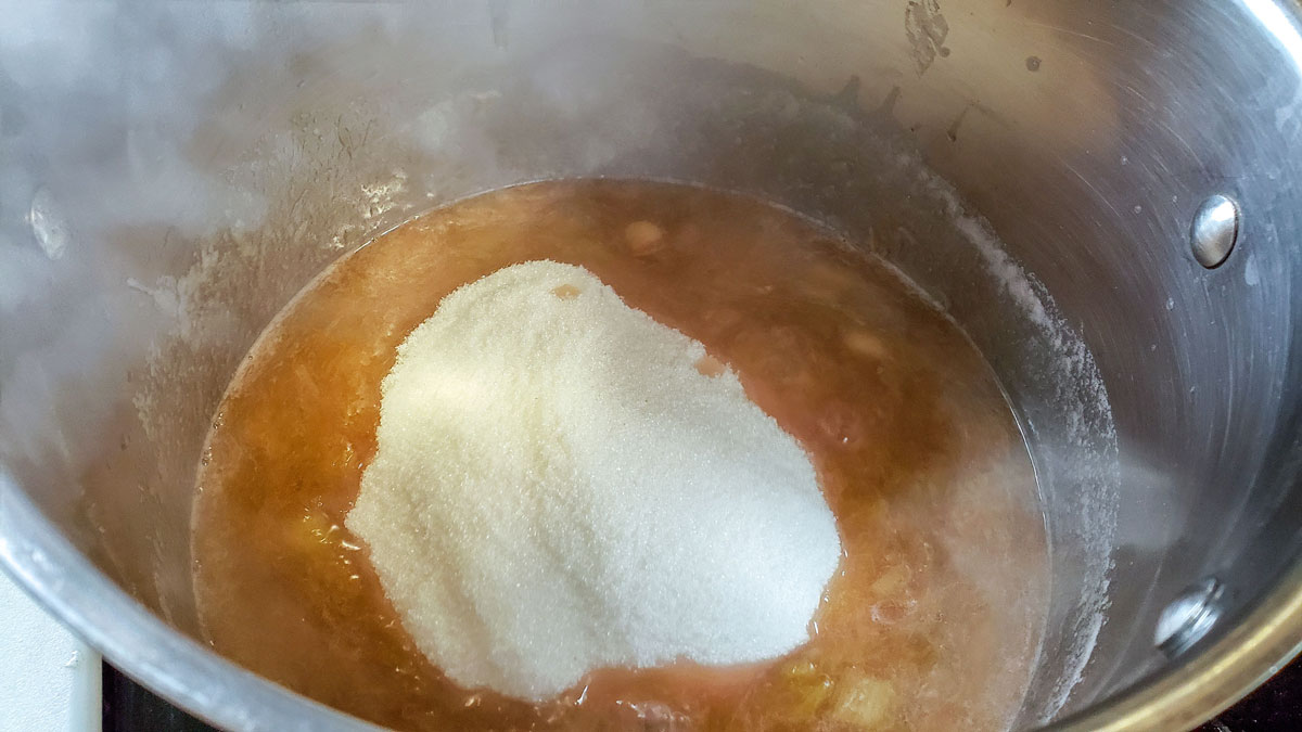 Remainder of the sugar added to the jam.