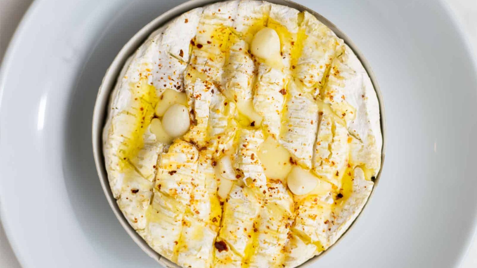 Baked camembert in a bowl.