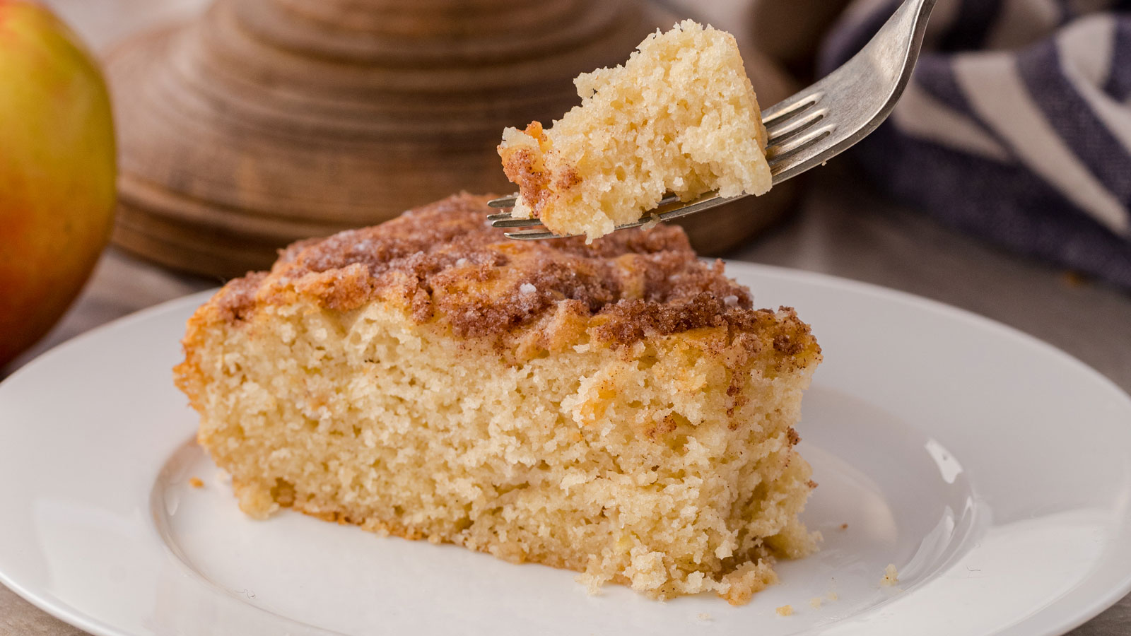 Apple cake with a streusel topping.