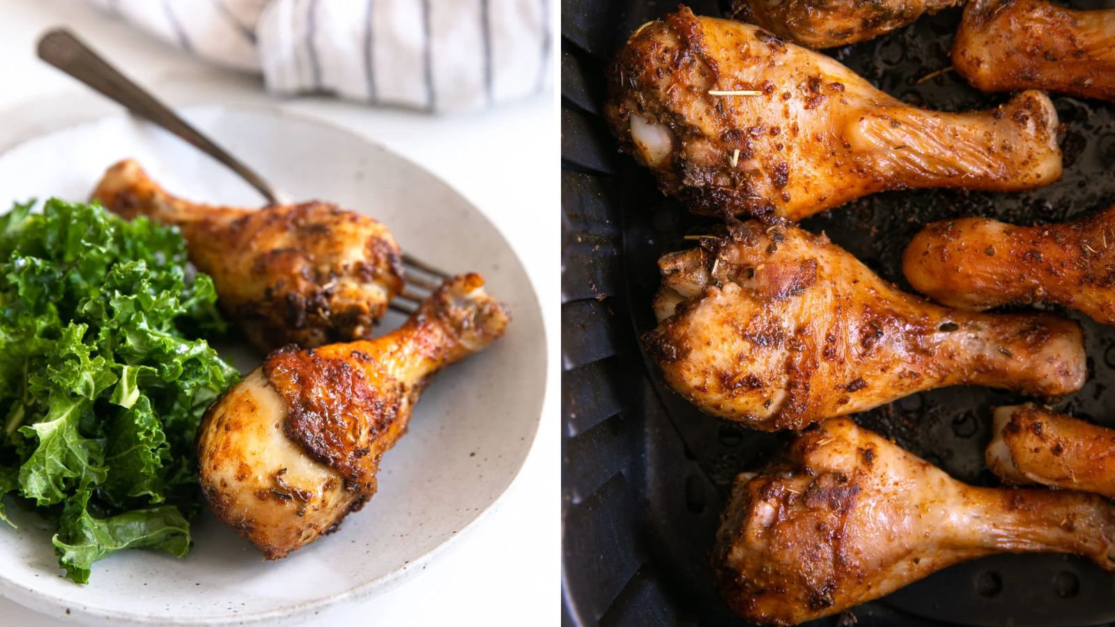 Chicken legs on a plate.