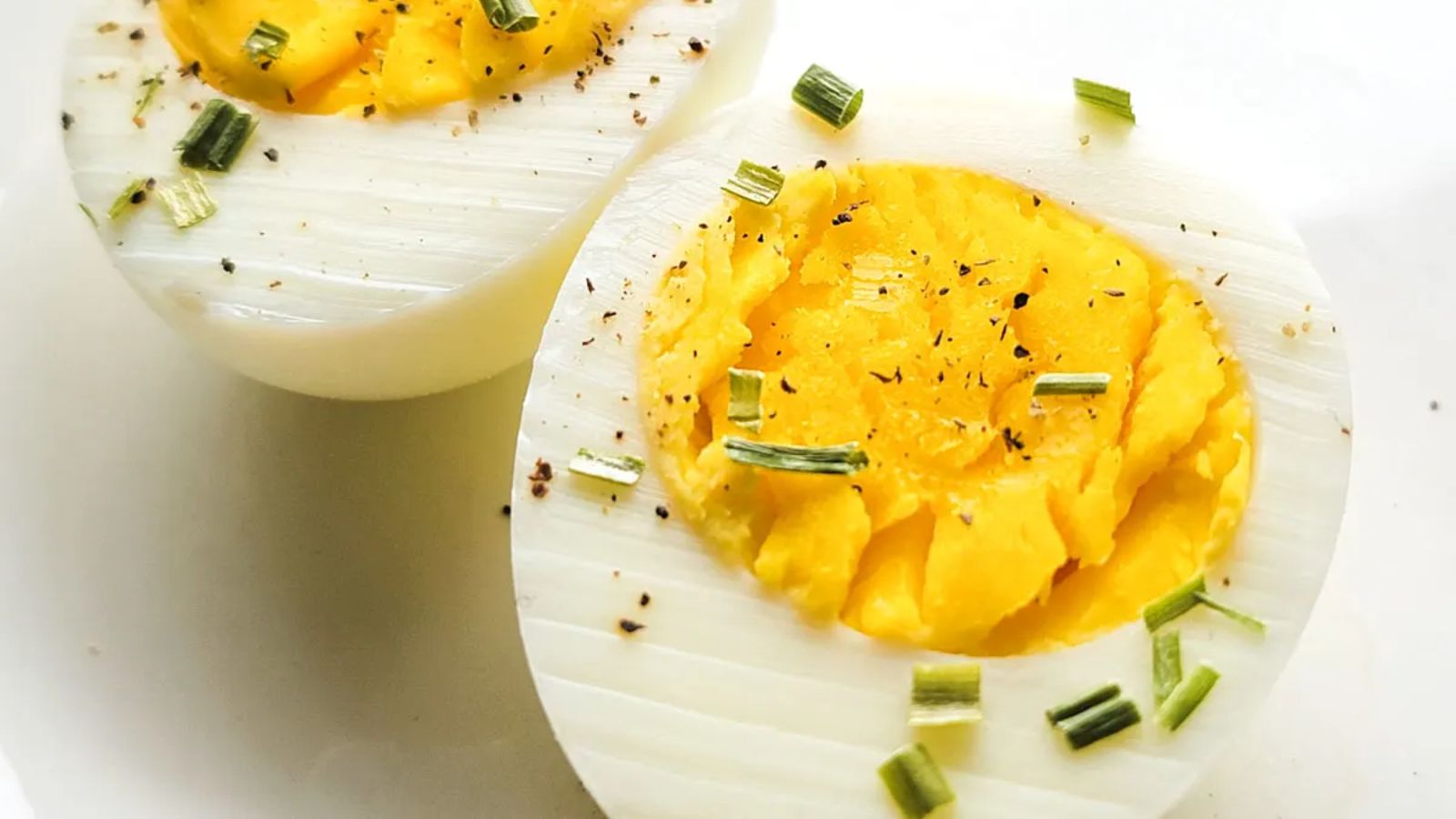 Sliced hard boiled eggs.