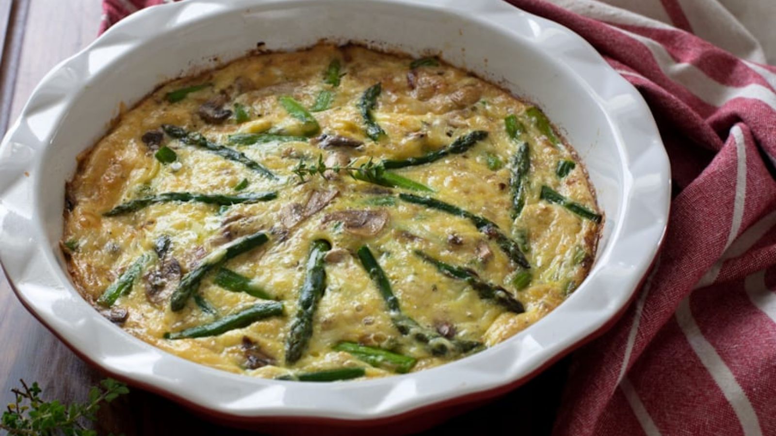 Whole asparagus quiche.