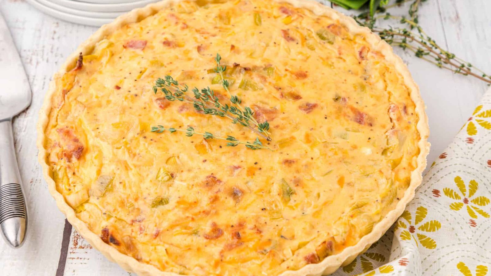 Whole bacon leek tart.