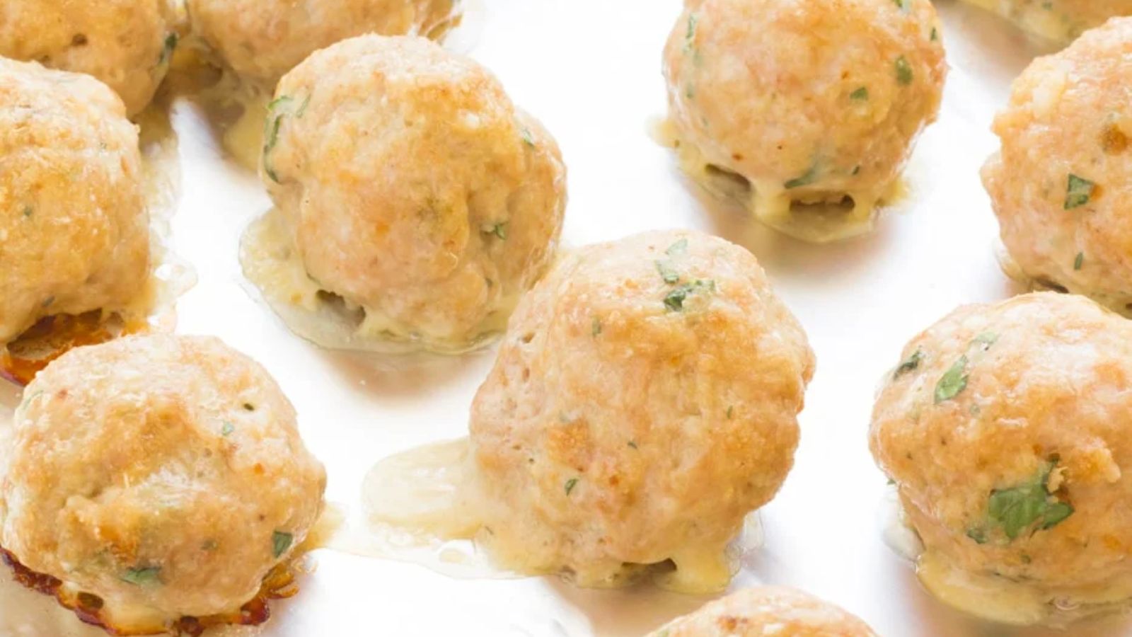 Turkey meatballs on a white background.