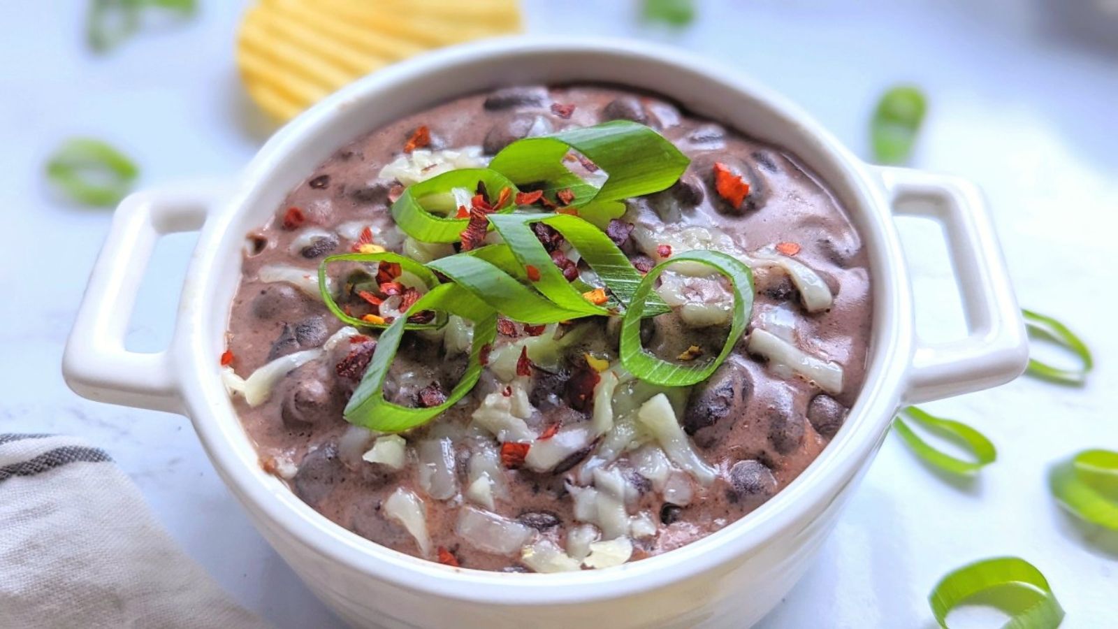 Black bean dip in a pot.