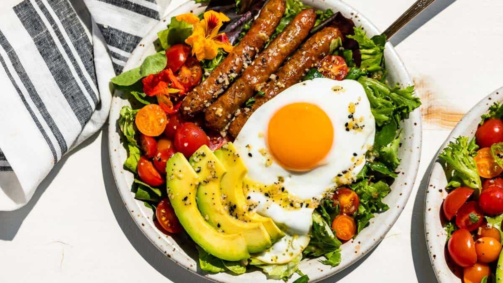 Breakfast salad on a plate.