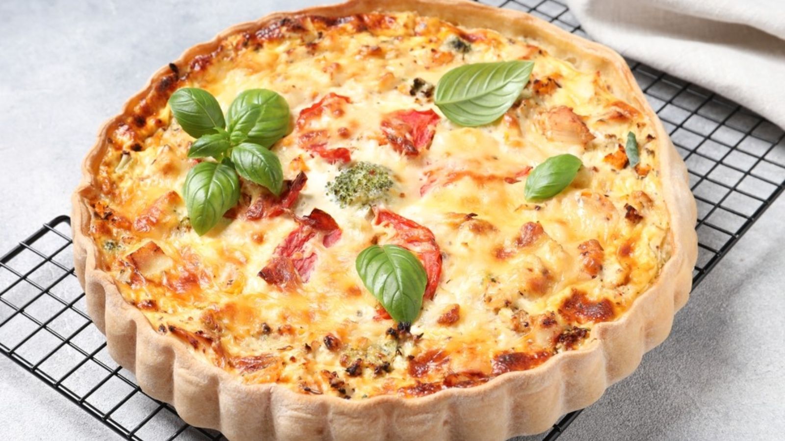 Whole caprese quiche.