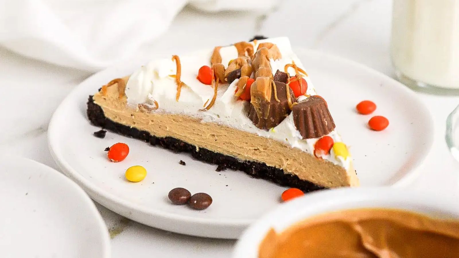 A slice of peanut butter pie.
