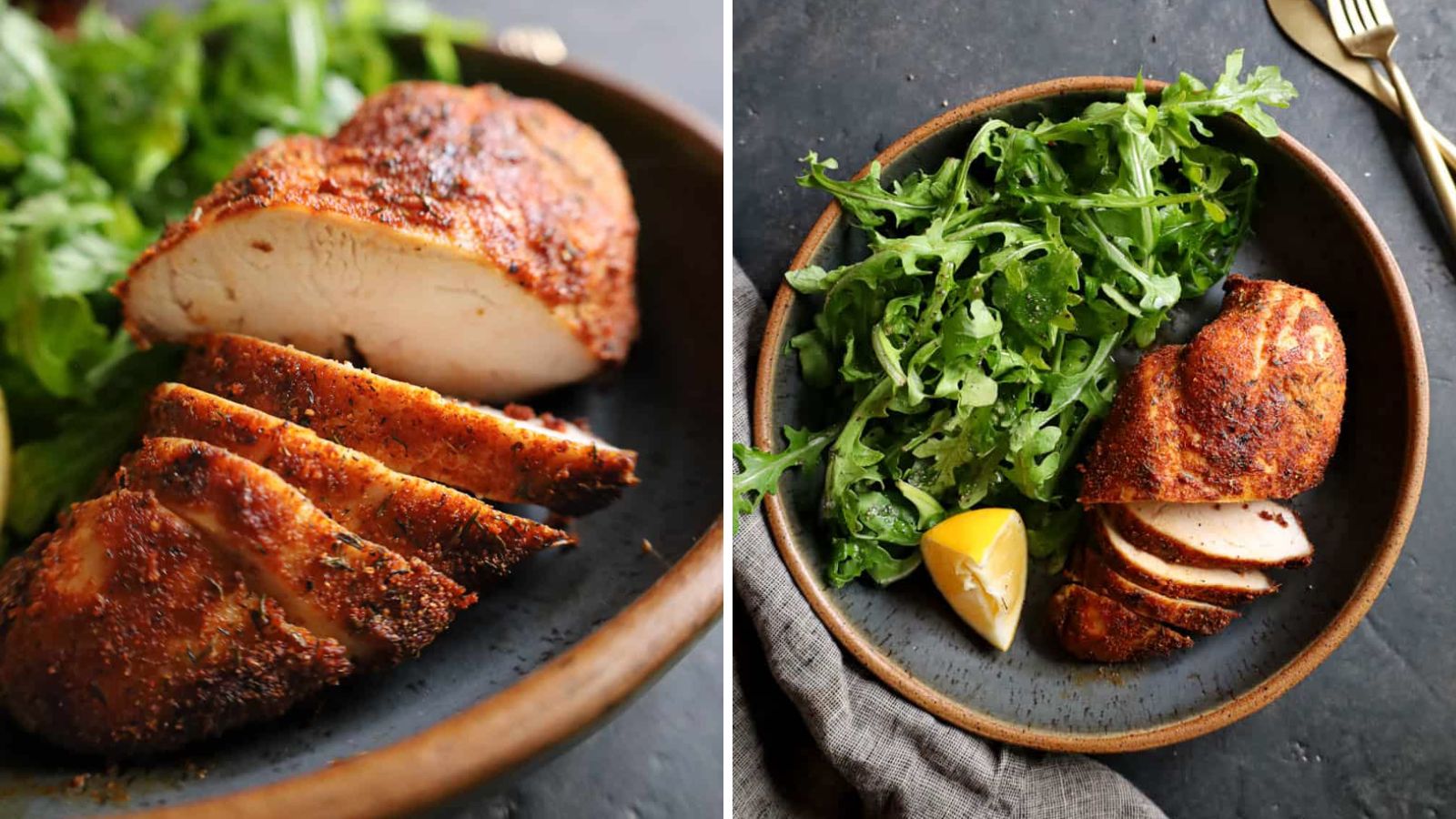 Blackened chicken on a plate.