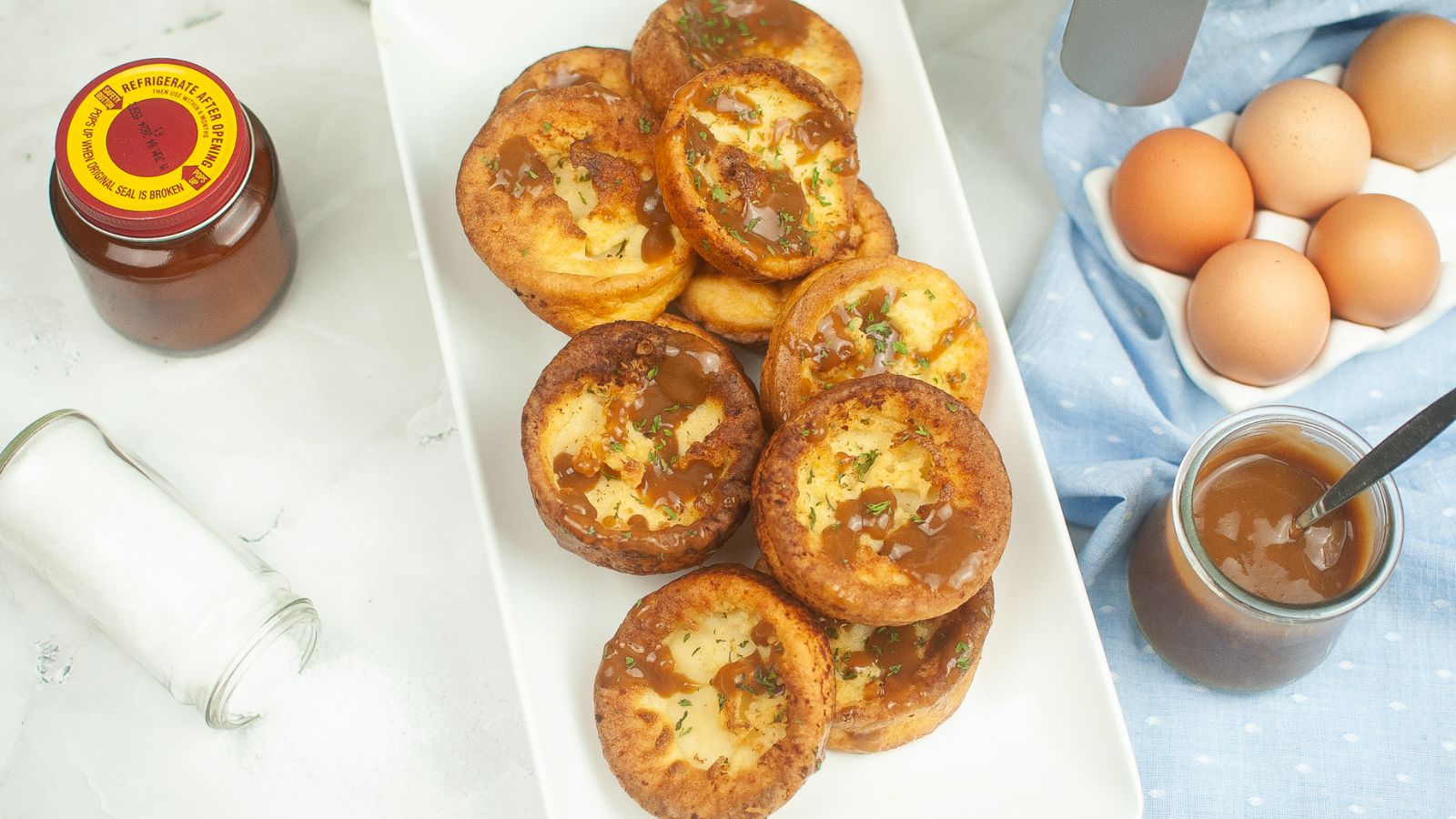 Air fryer yorkshire pudding on a plate.