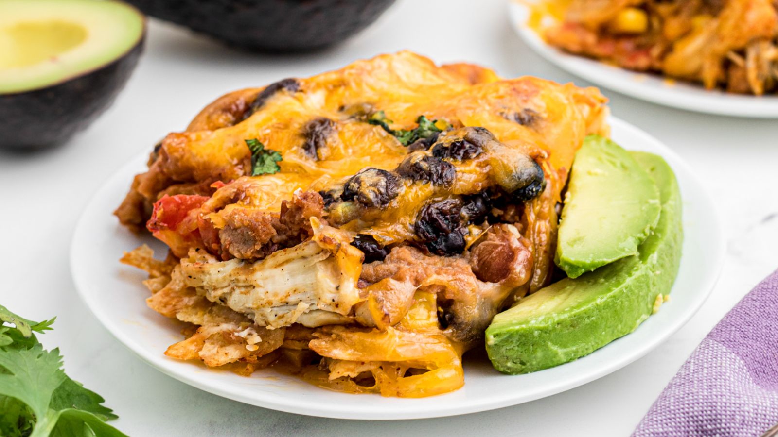 Mexican casserole on a plate.