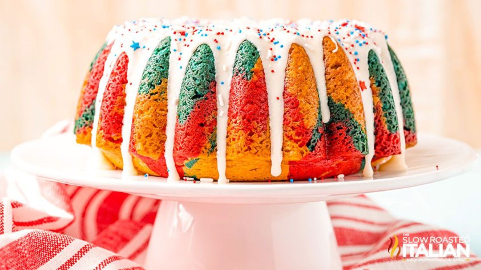 Firecracker cake close up shot.