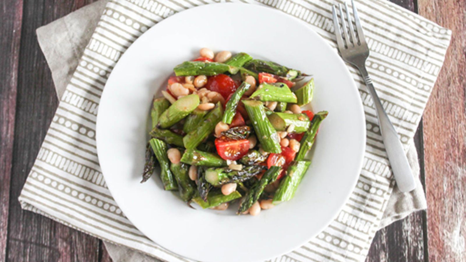 Asparagus salad on a plate.