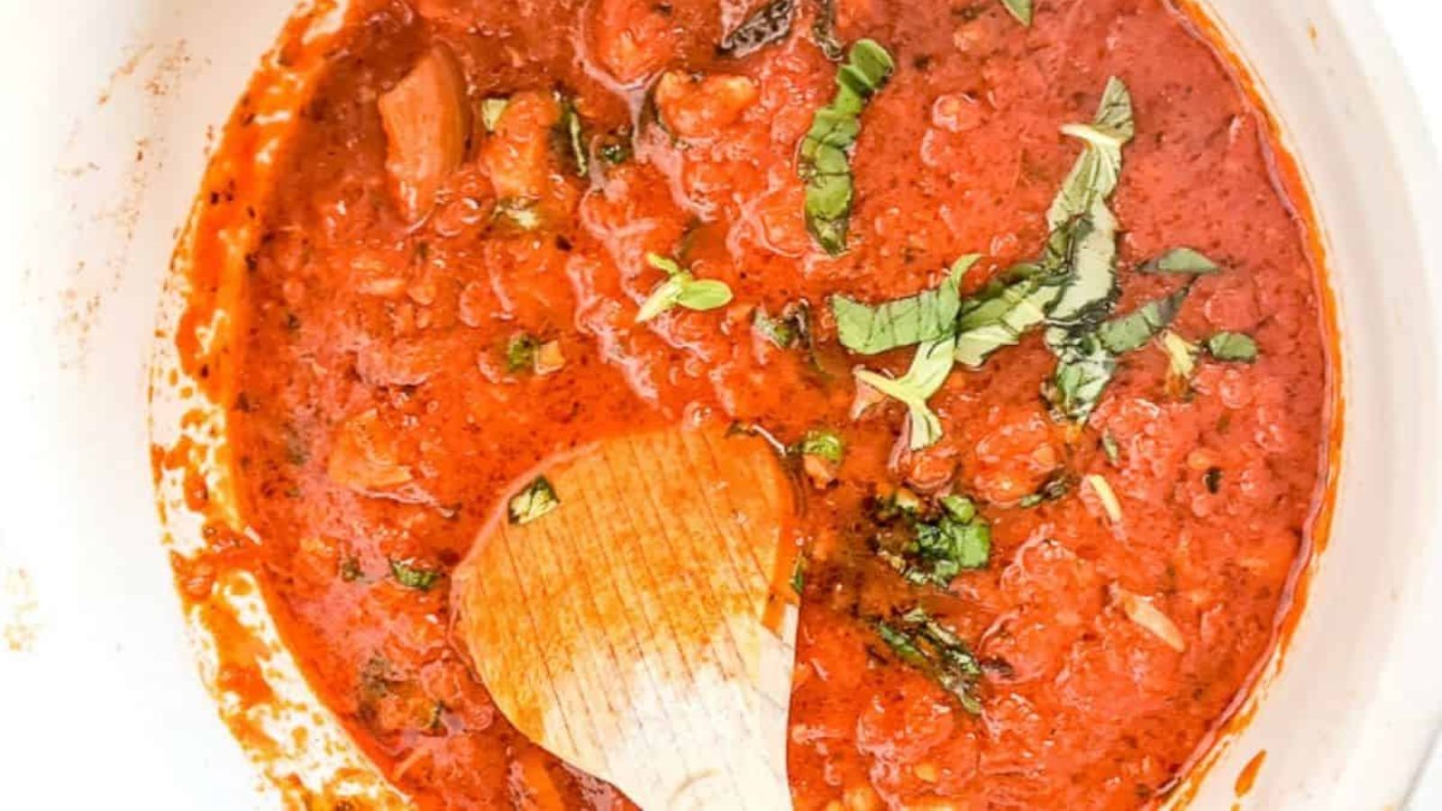 Marinara sauce in a pot.