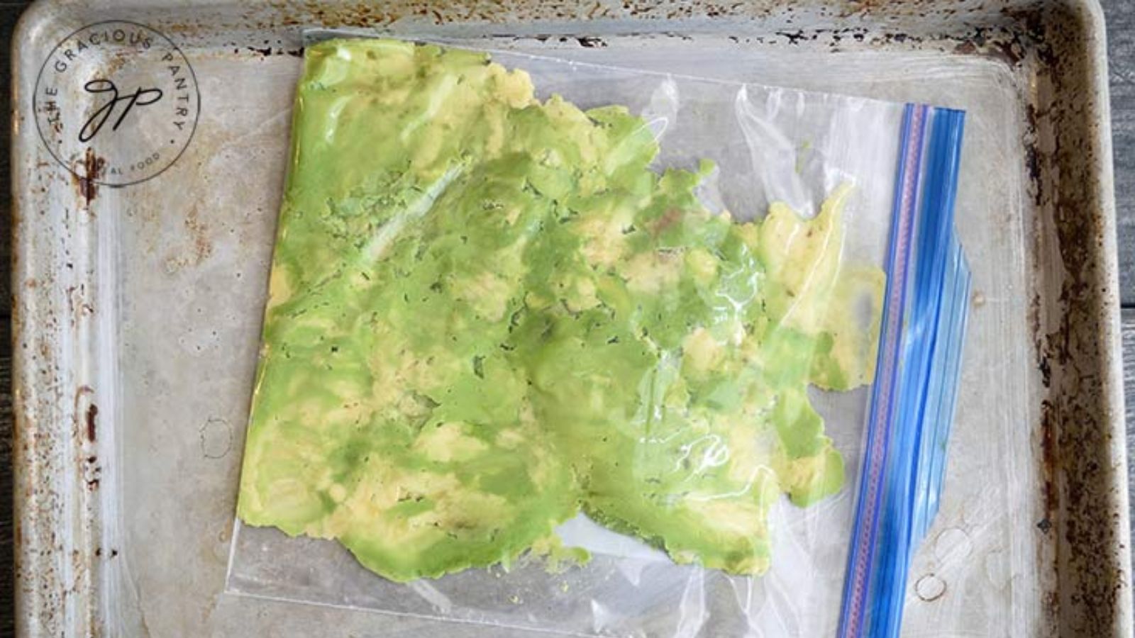Frozen avocado in a plastic.