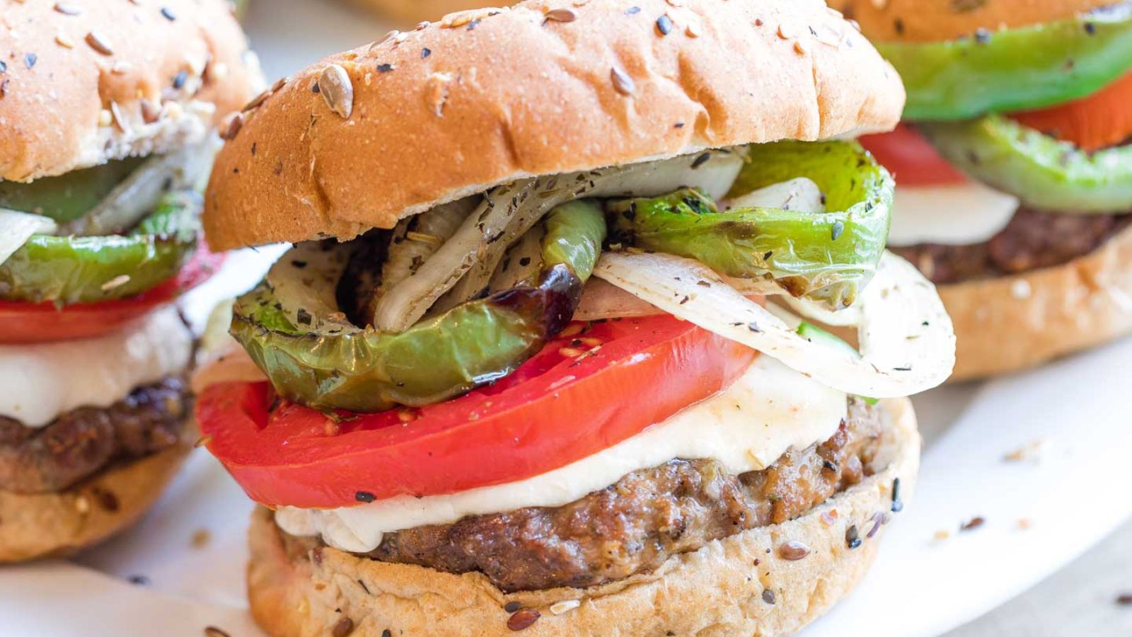 Hamburger with veggies.