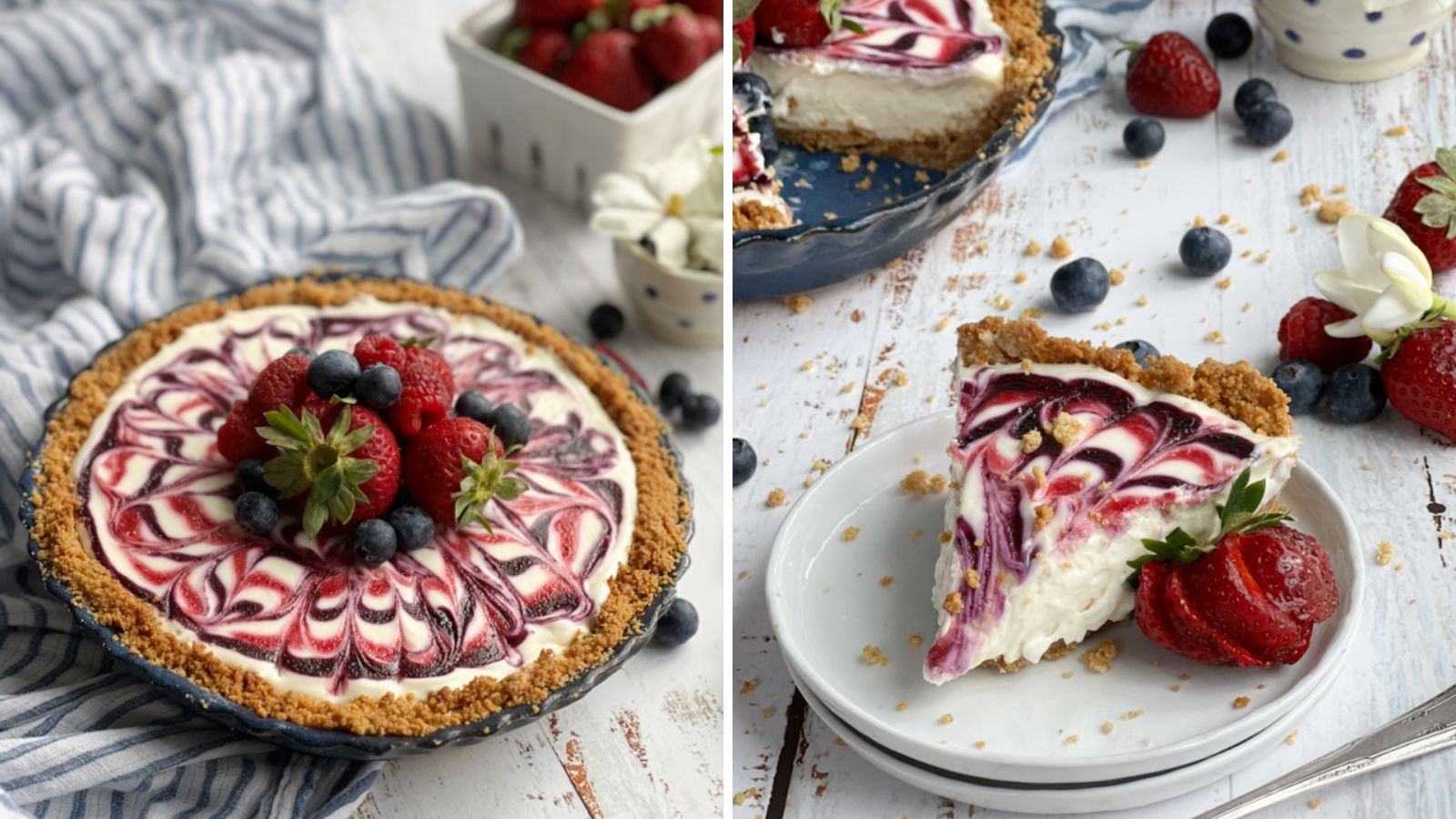 Red, white and blue cheesecake.