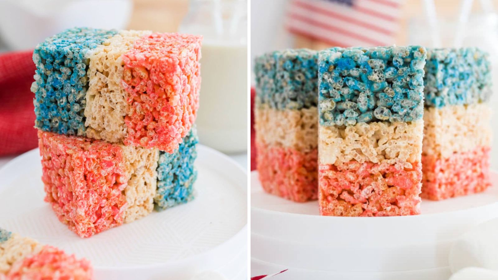 Krispie treats in red, white and blue colors.