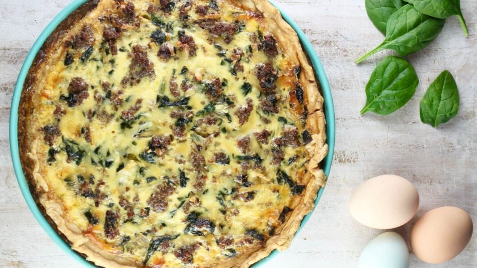 Whole sausage spinach quiche.