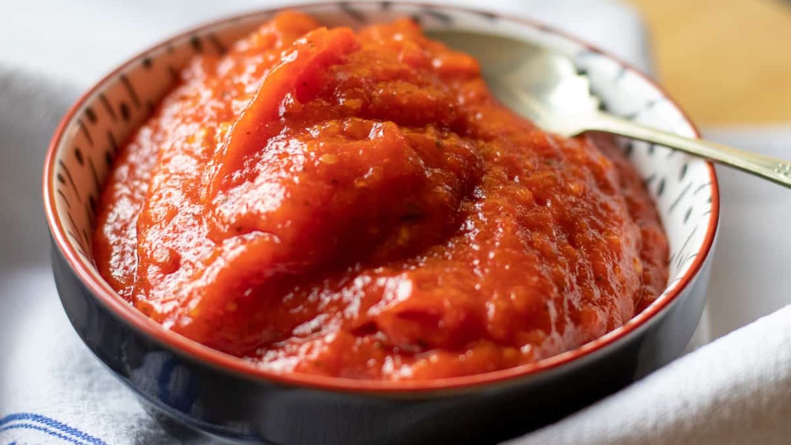 Tomato jam in a bowl.