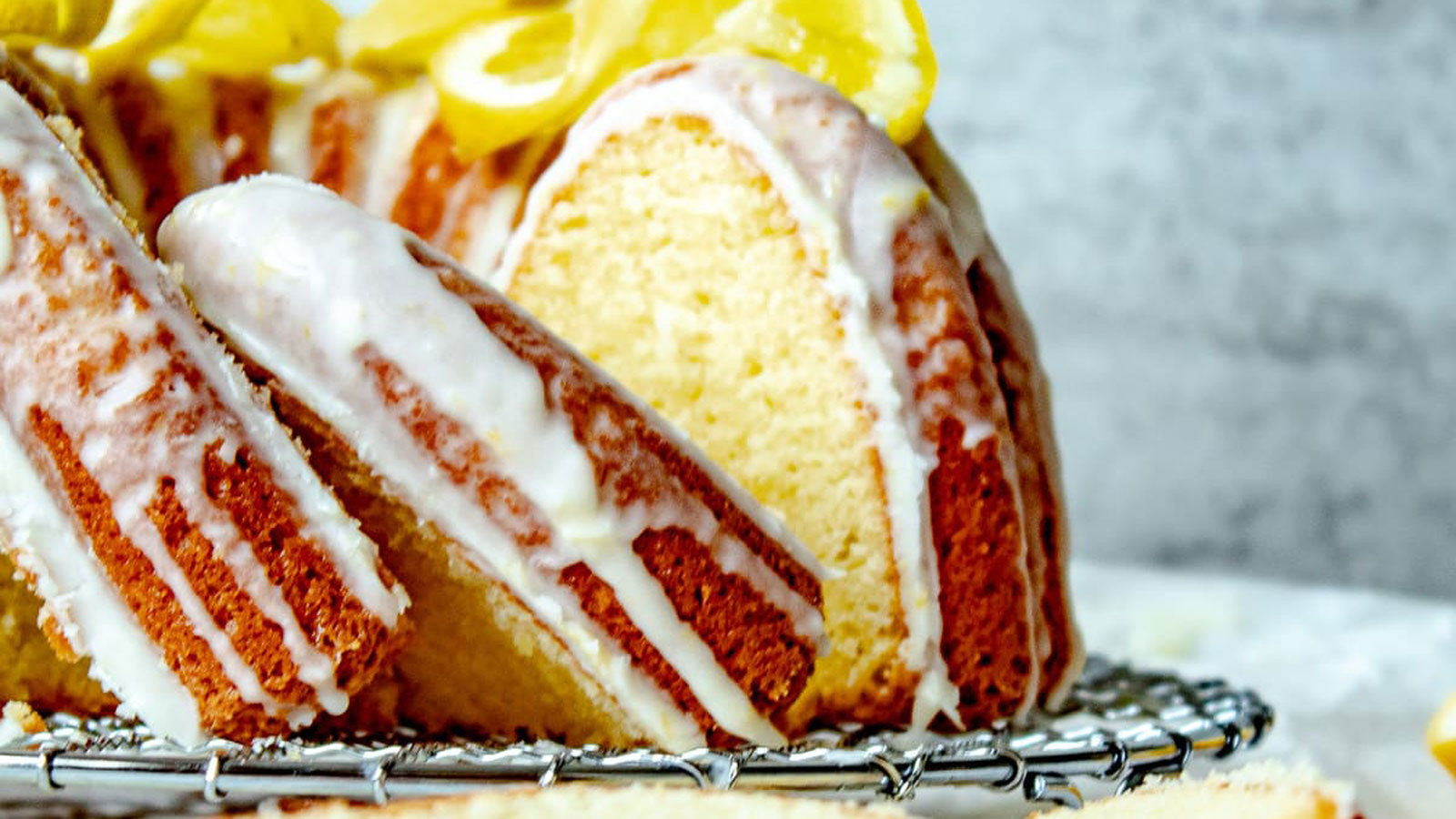 Lemon pound cake with drizzle.