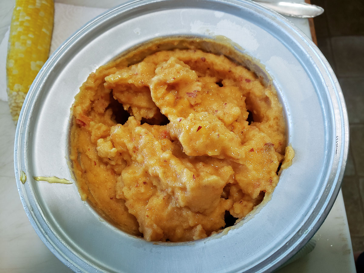 Sorbet after churning in the ice cream machine bowl.