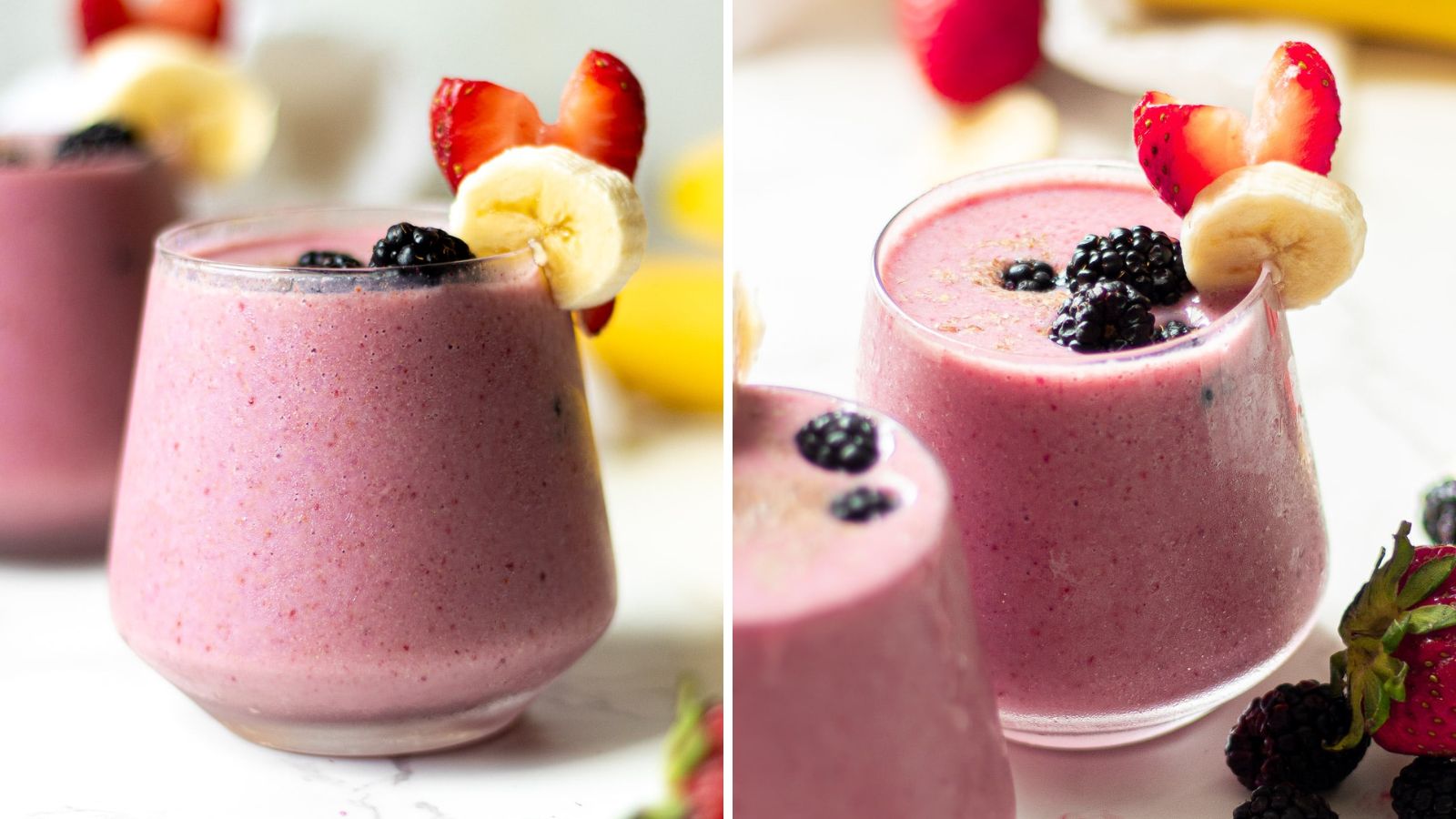 Blackberry smoothie in a glass.