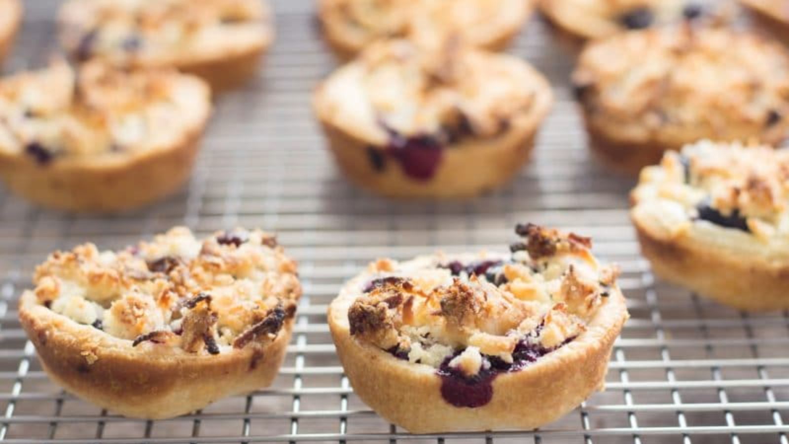 Blueberry tarts with fresh berries.