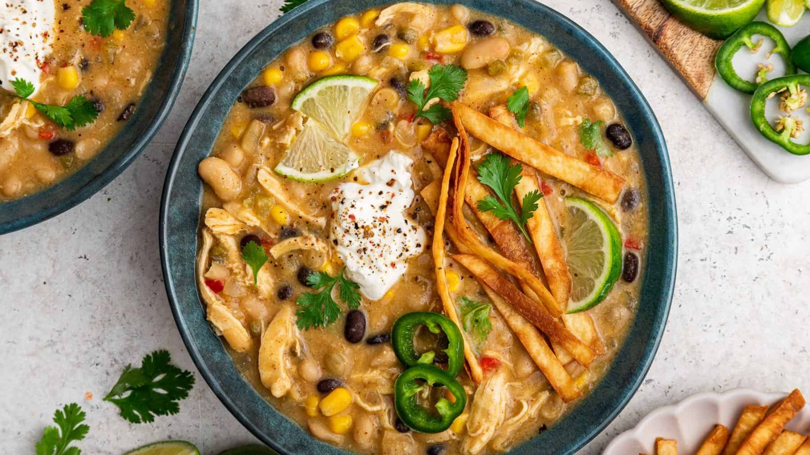 Tortilla soup in a bowl.