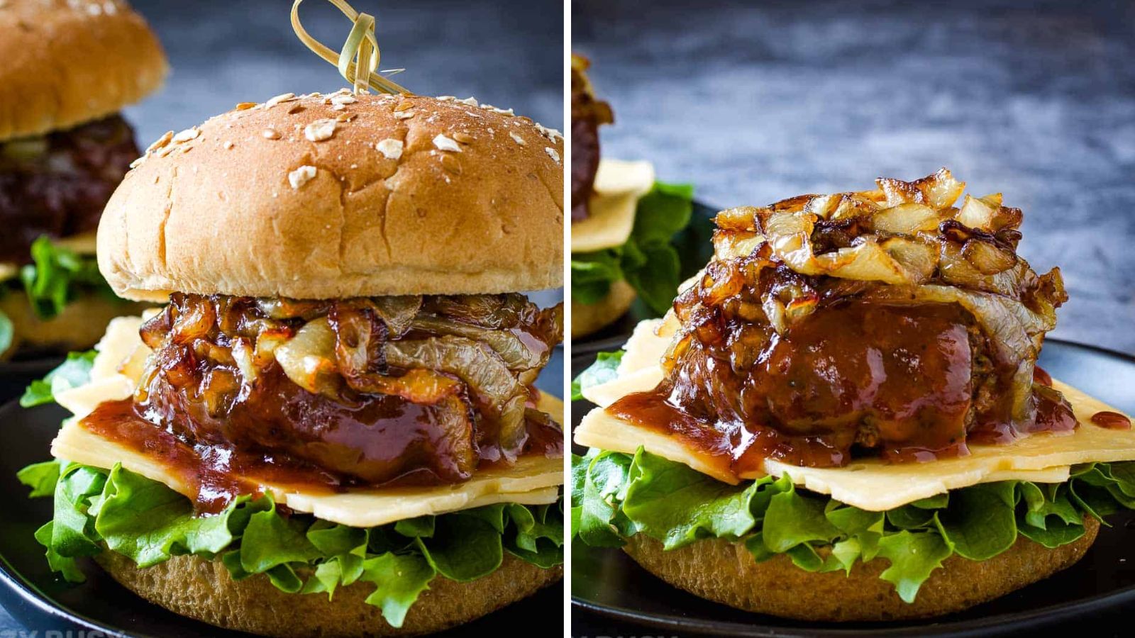 Barbeque burger on a plate. 