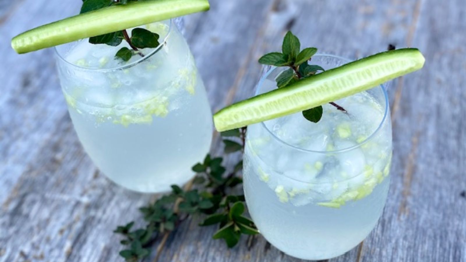 Cucumber mint in two glasses.