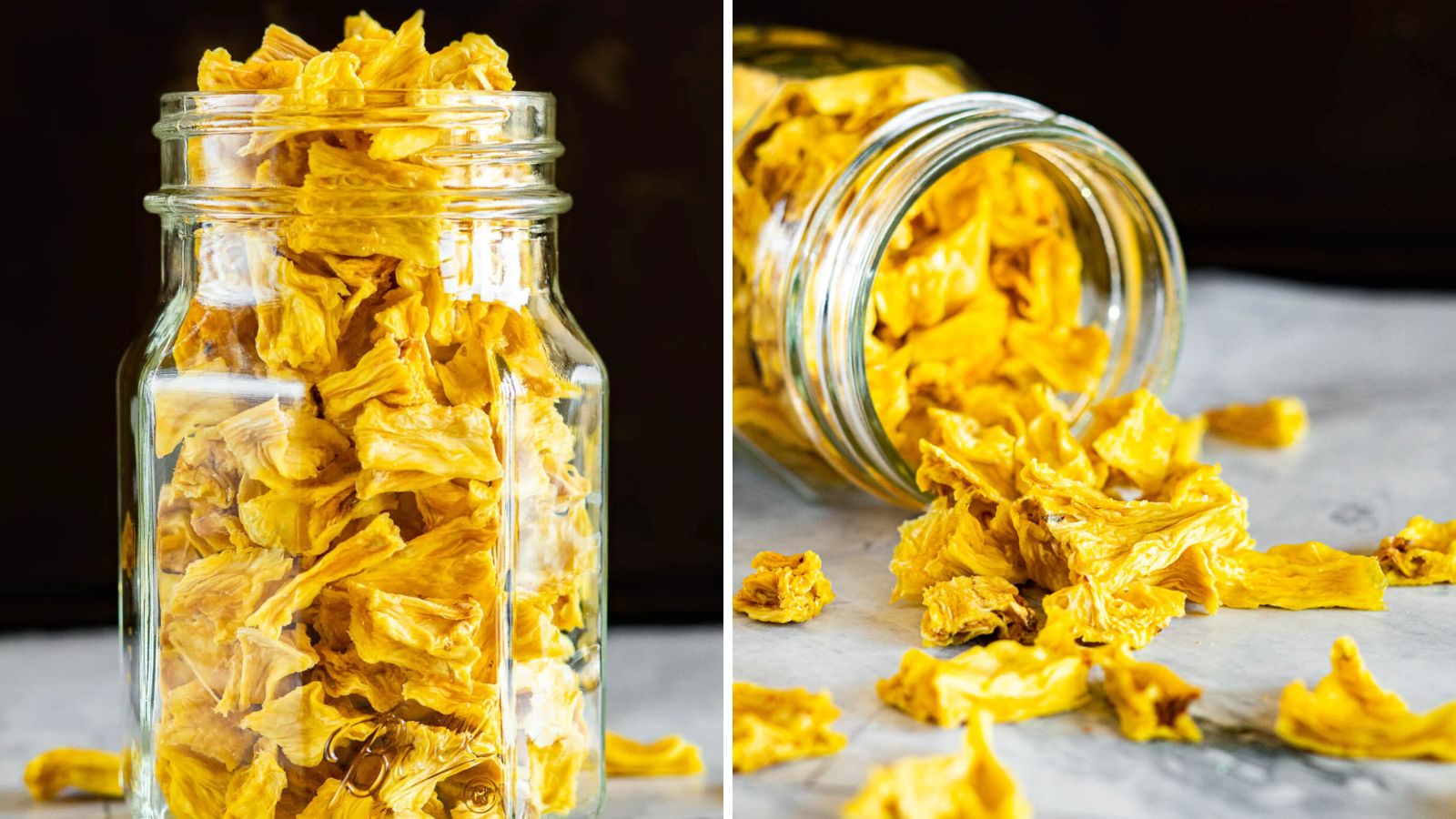 Dehydrated pineapple in a jar.