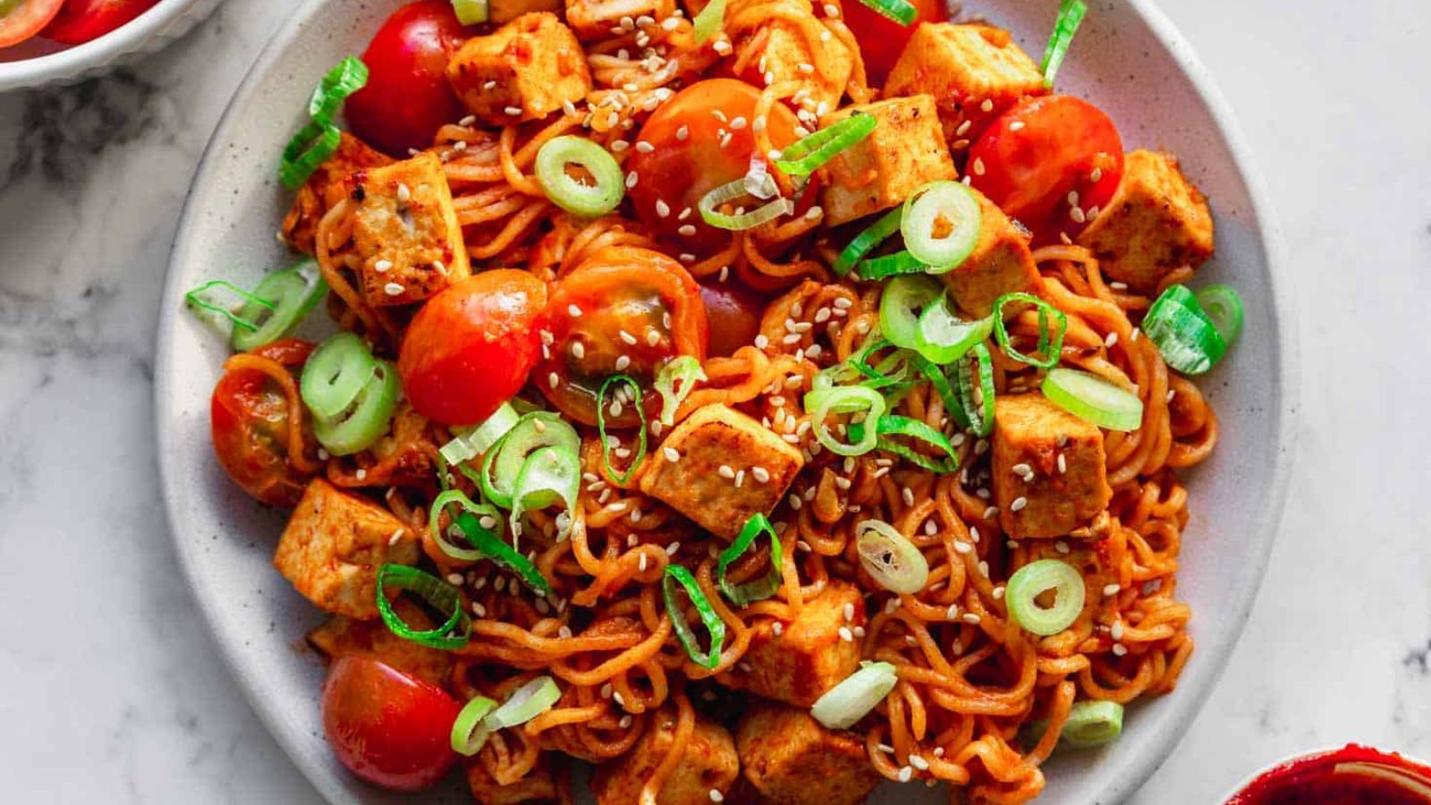 Gochujang with baby tomatoes.