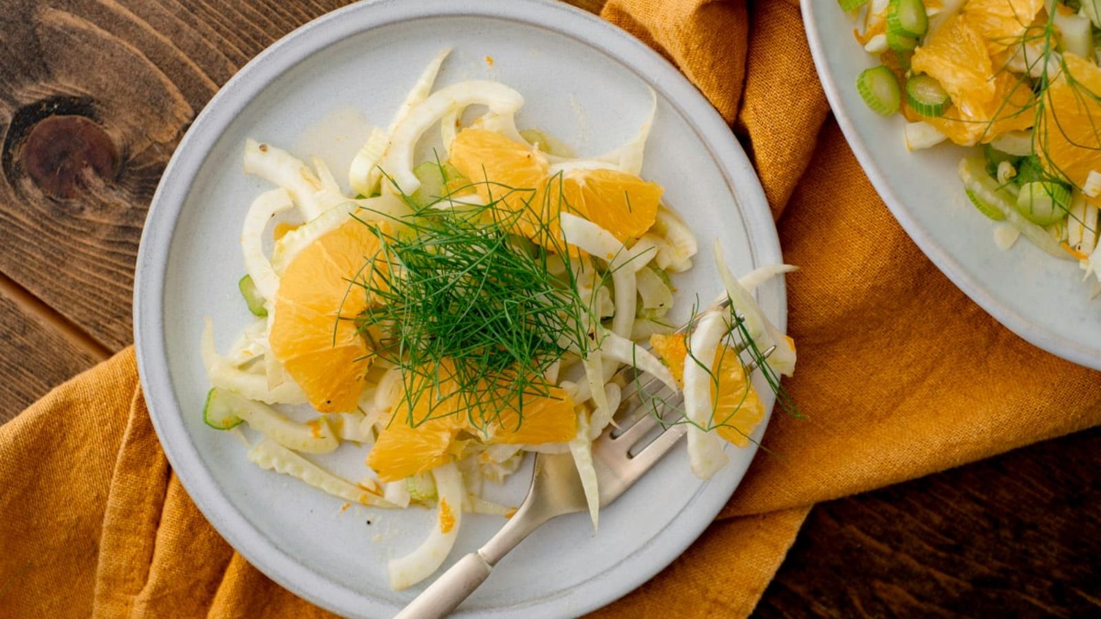 Fennel orange salad on a plate.