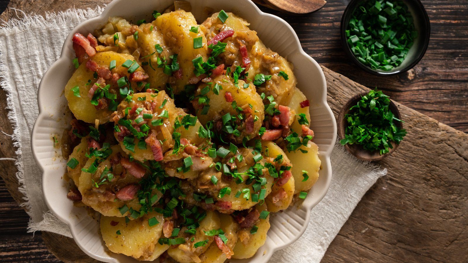 Potato salad on a plate.