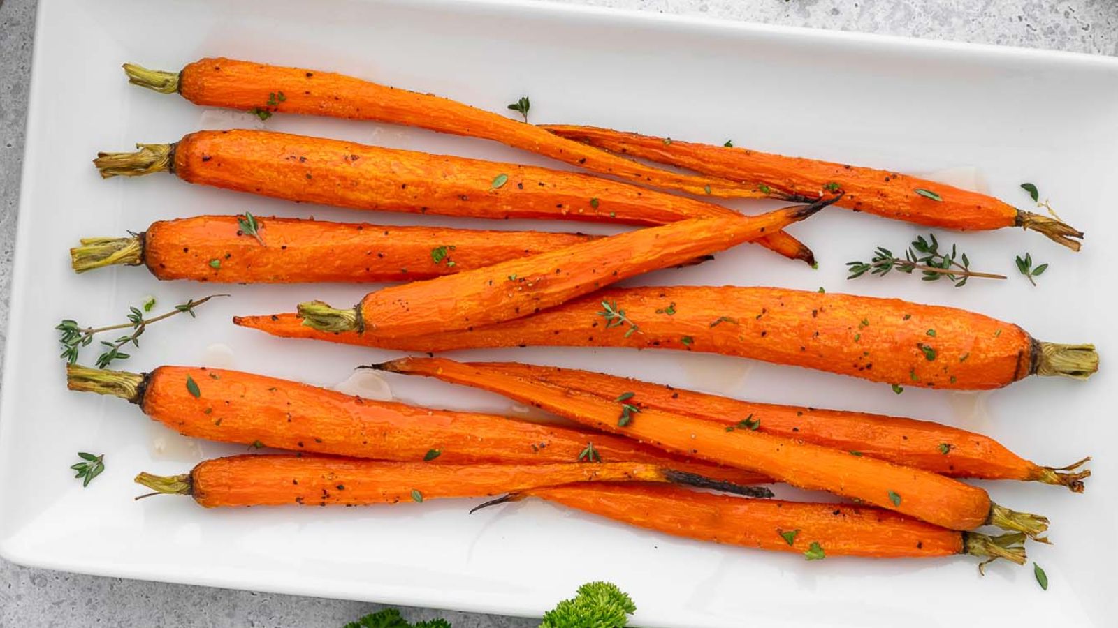 Roasted carrots on a plate.