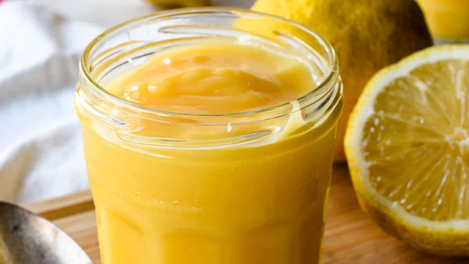 Lemon curd in a jar.