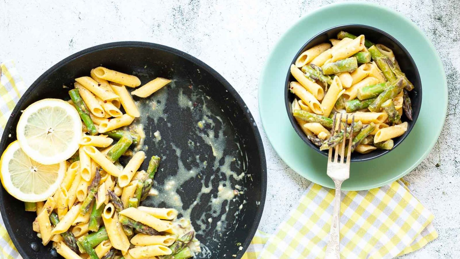 Lemon pepper pasta on a plate.